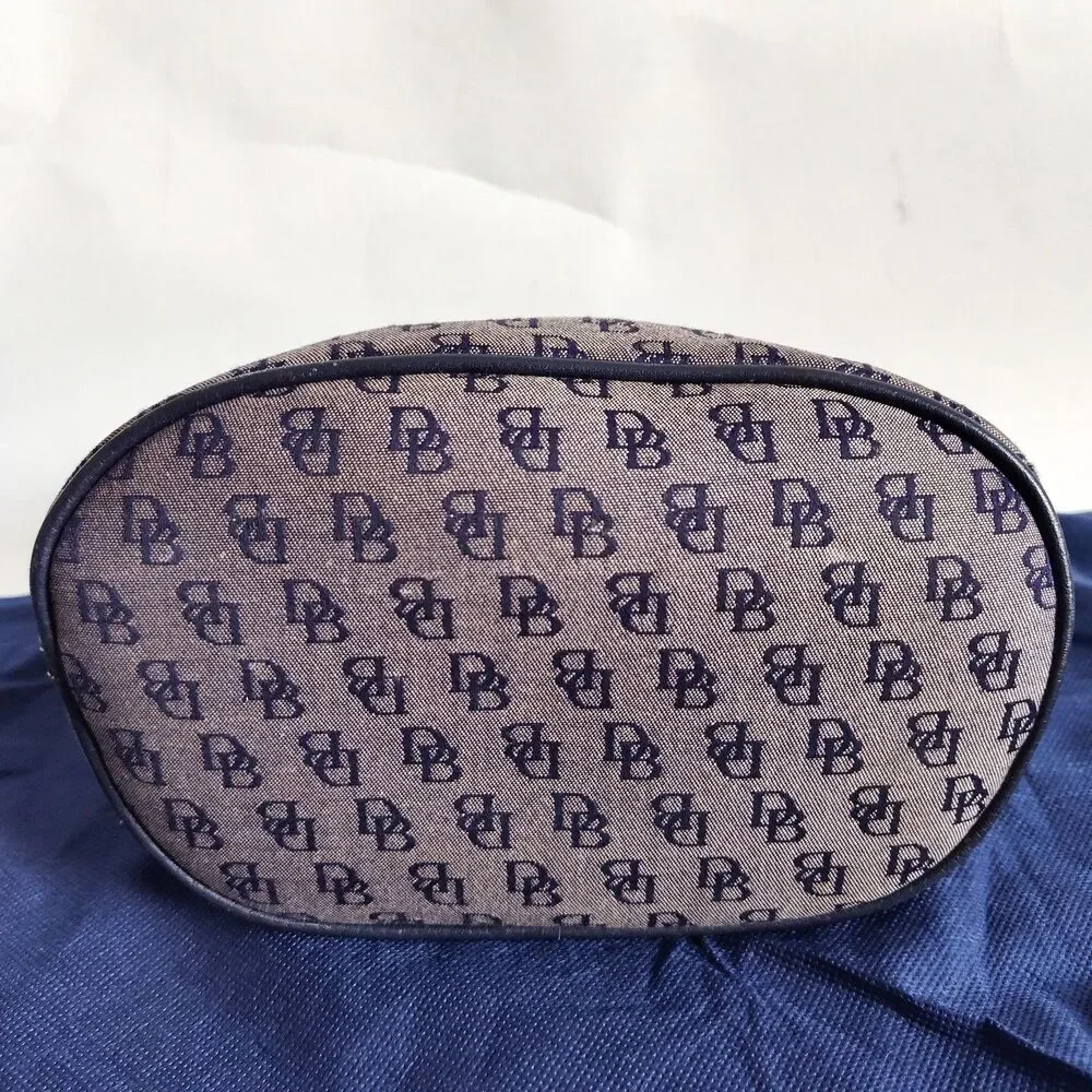 Vintage Dooney &‎ Bourke Bag Signature Y2K 90S Blue Gray Dust Bag Canvas Leather
